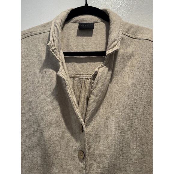 Miou Muse Women’s Size Small Button Front Tunic Top Linen Blend Minimalist Boho - Picture 3 of 9